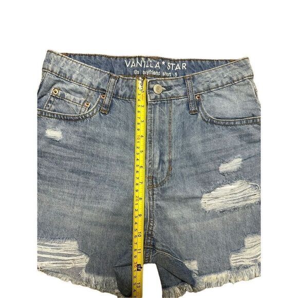 Vanilla Star Shorts Juniors 5 High Rise 90s Boyfriend Grunge Distressed Denim - Picture 5 of 7